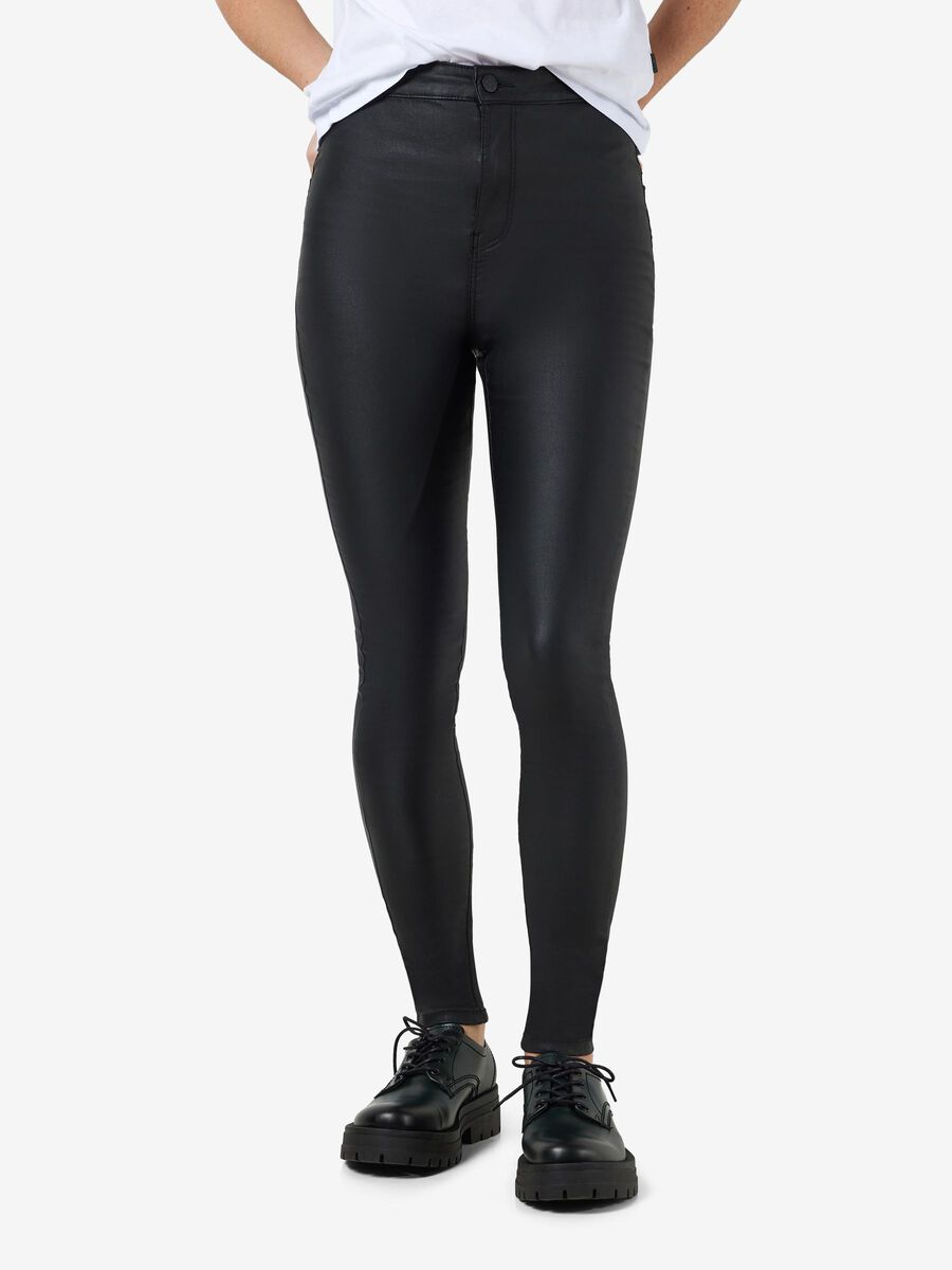 Noisy May NMELLA COATED SLIM FIT TROUSERS