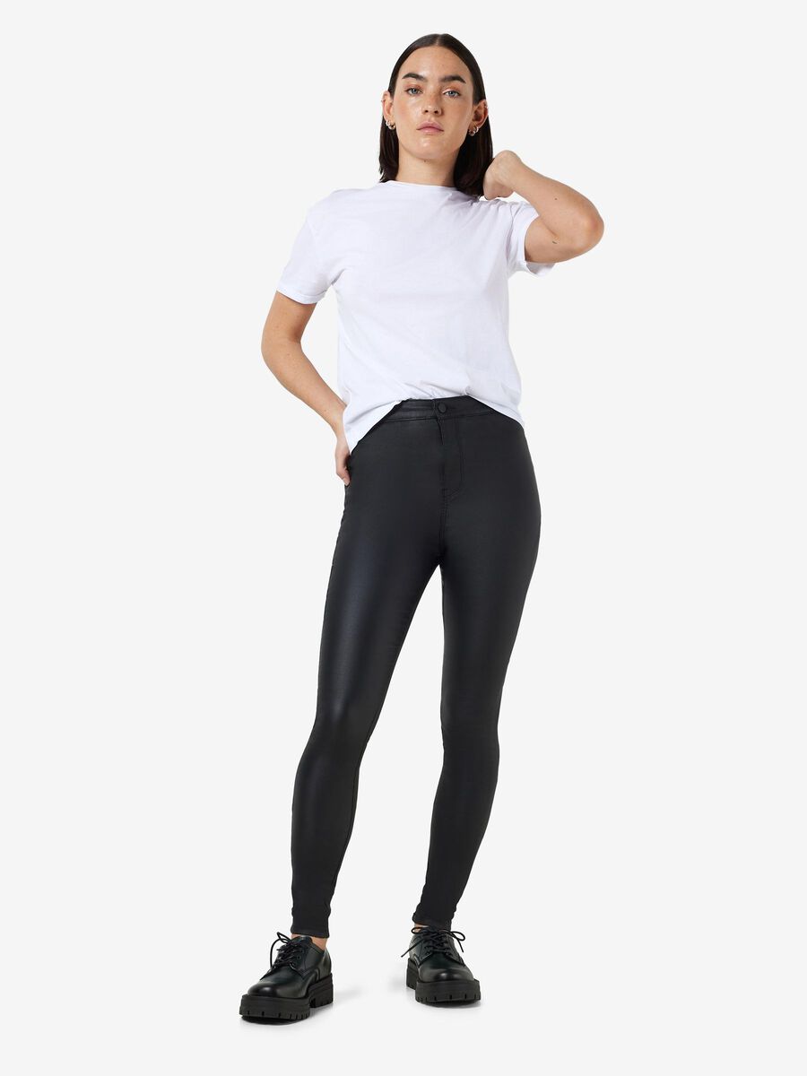 Noisy May NMELLA COATED SLIM FIT TROUSERS