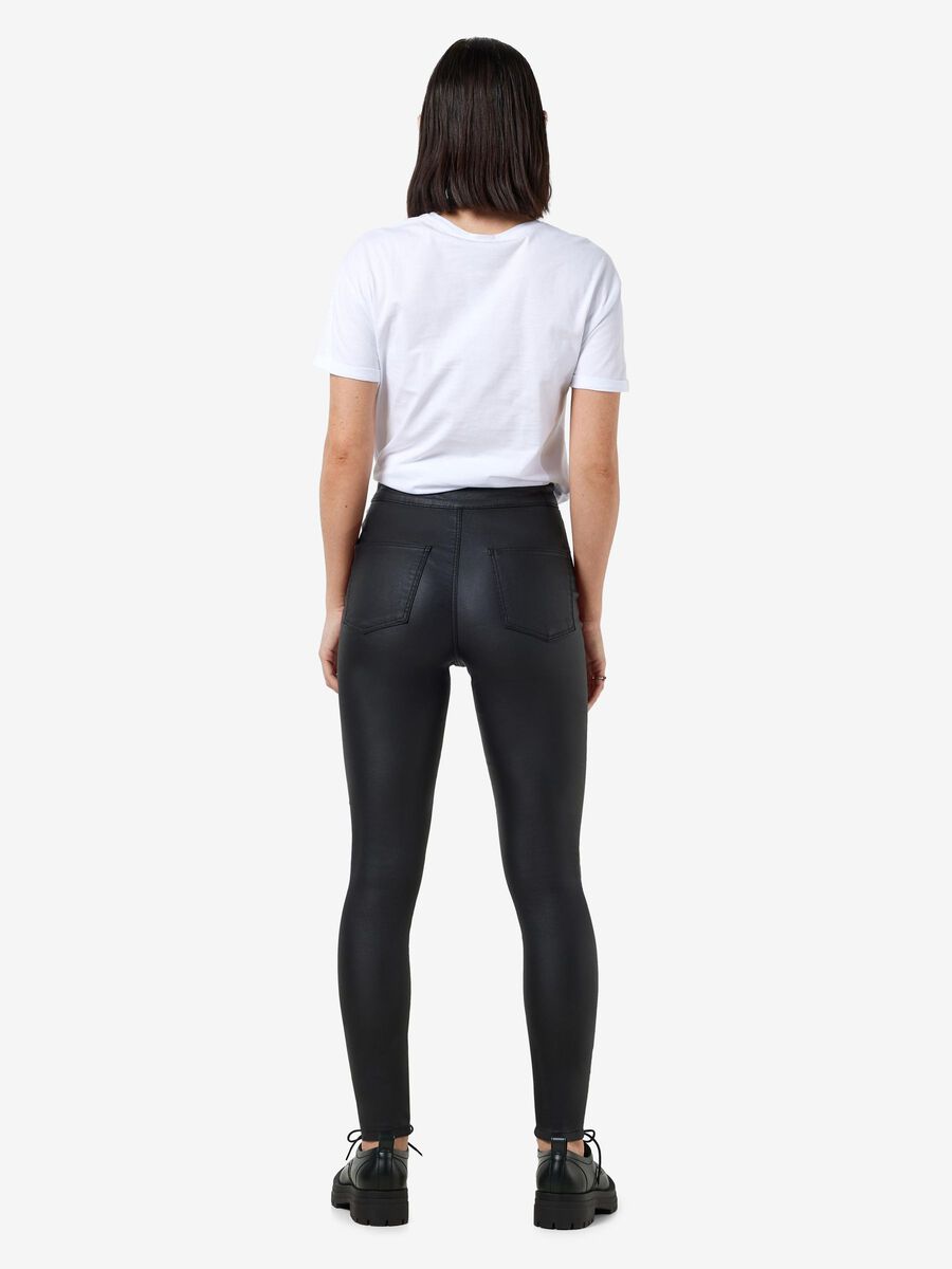 Noisy May NMELLA COATED SLIM FIT TROUSERS