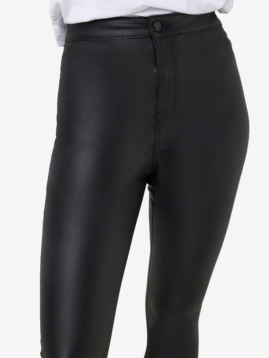 Noisy May NMELLA COATED SLIM FIT TROUSERS