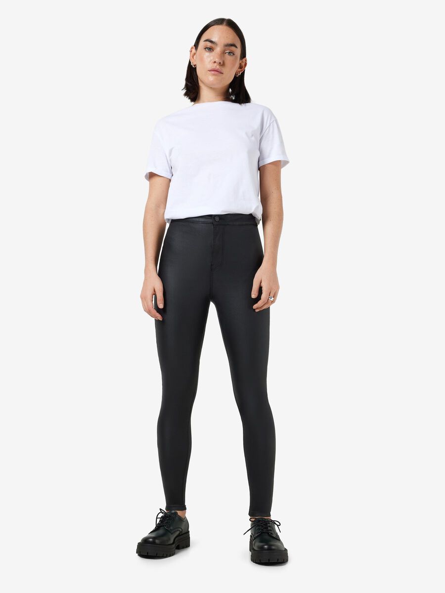 Noisy May NMELLA COATED SLIM FIT TROUSERS