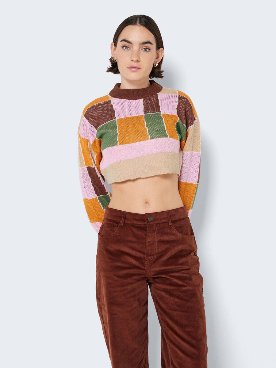 Noisy May CROPPED MULTI-COLOURED KNITTED PULLOVER