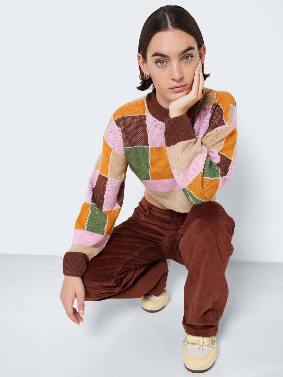 Noisy May CROPPED MULTI-COLOURED KNITTED PULLOVER