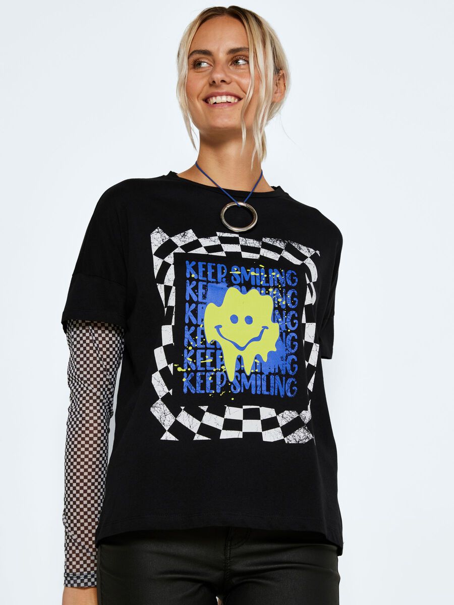 Noisy May MESH SLEEVE T-SHIRT