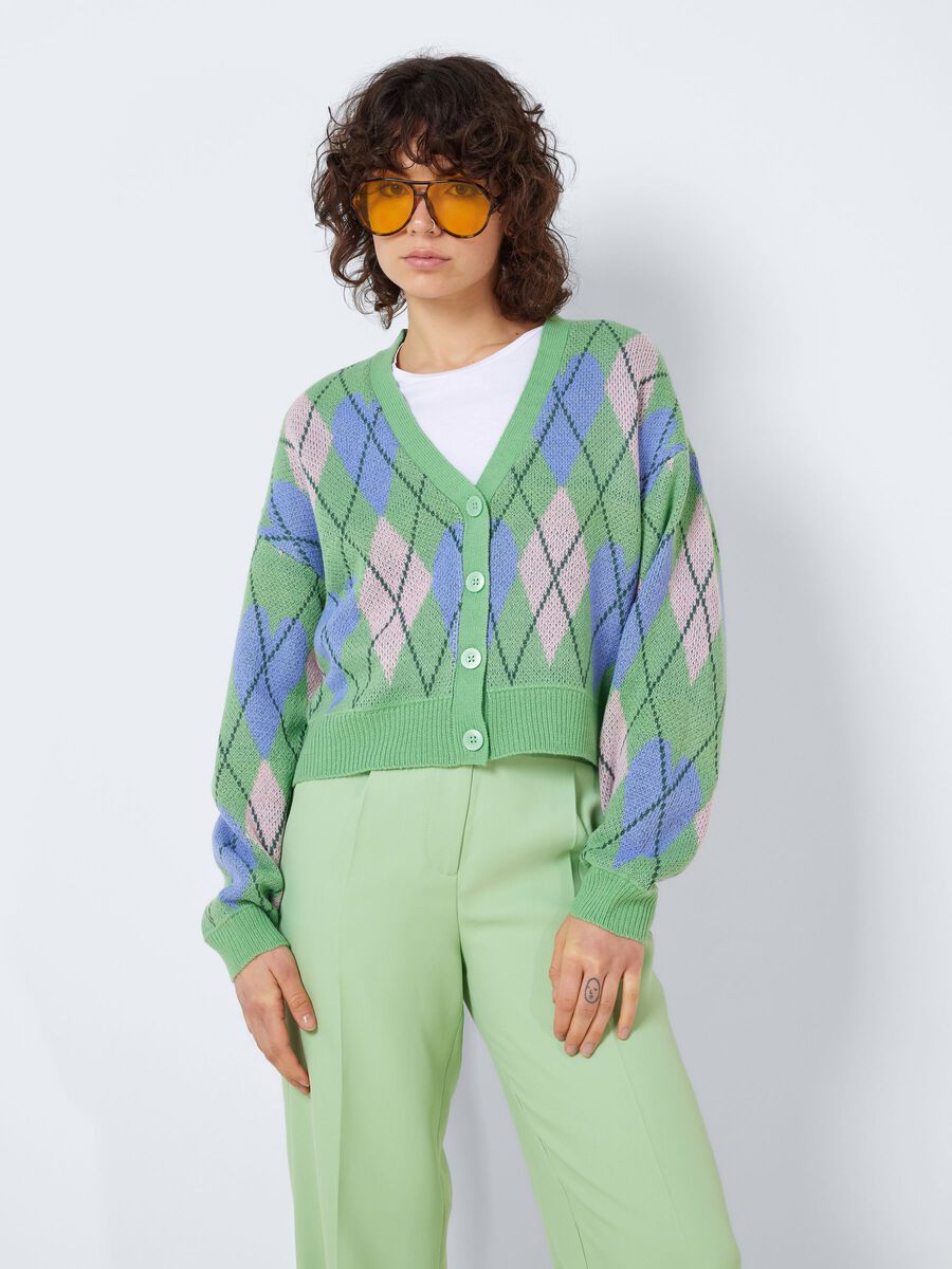 Noisy May CHEQUERED KNITTED CARDIGAN