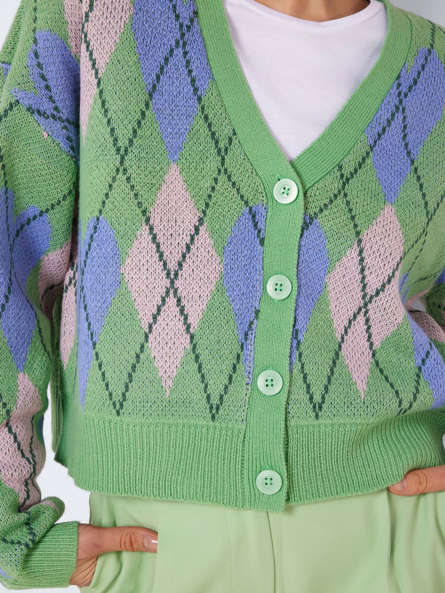 Noisy May CHEQUERED KNITTED CARDIGAN