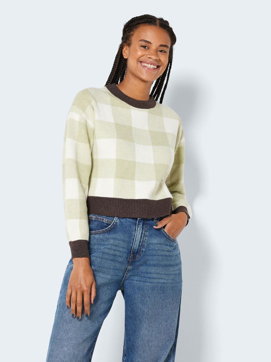 Noisy May CHEQUERED KNITTED PULLOVER