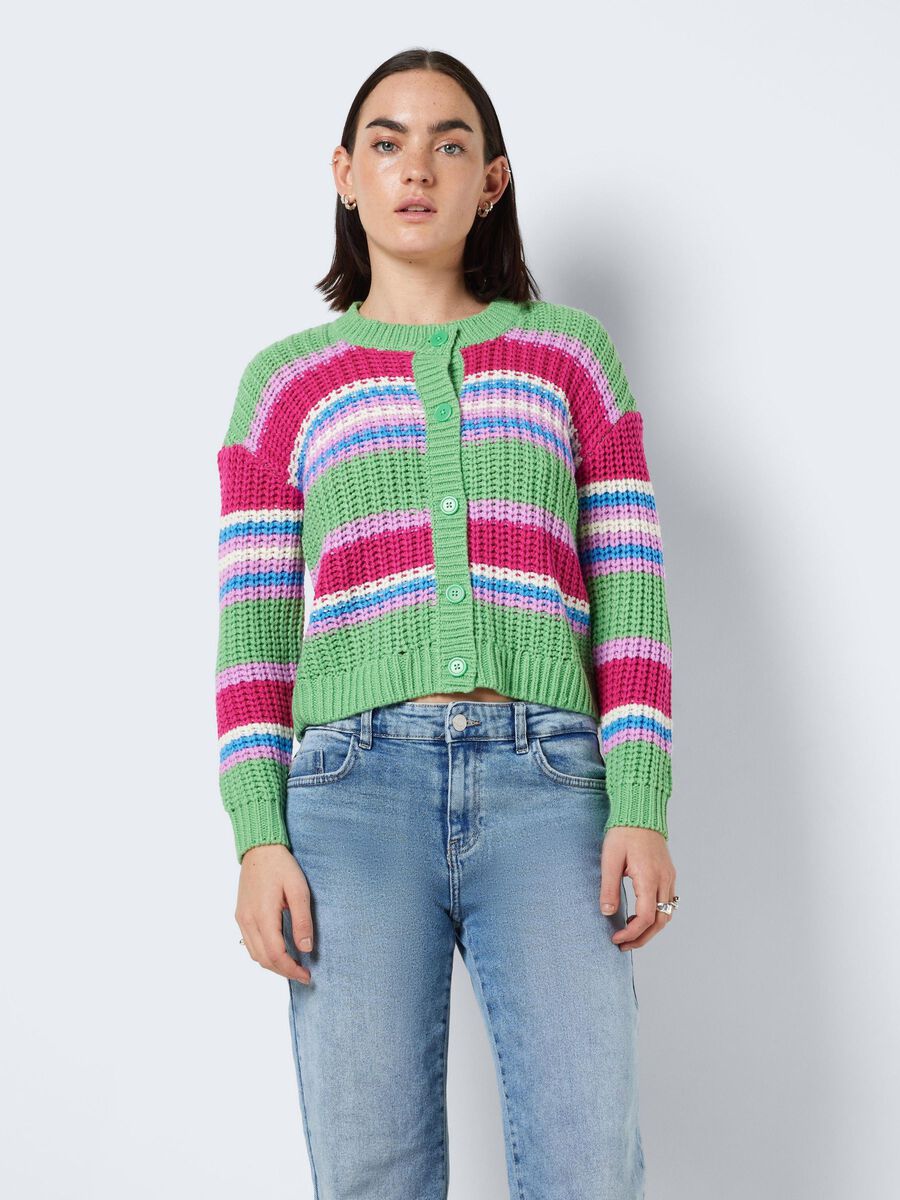 Noisy May STRIPED KNITTED CARDIGAN
