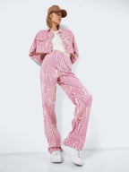 Noisy May NMDREW PRINTET HIGH WAISTED JEANS