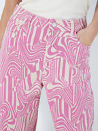 Noisy May NMDREW PRINTET HIGH WAISTED JEANS