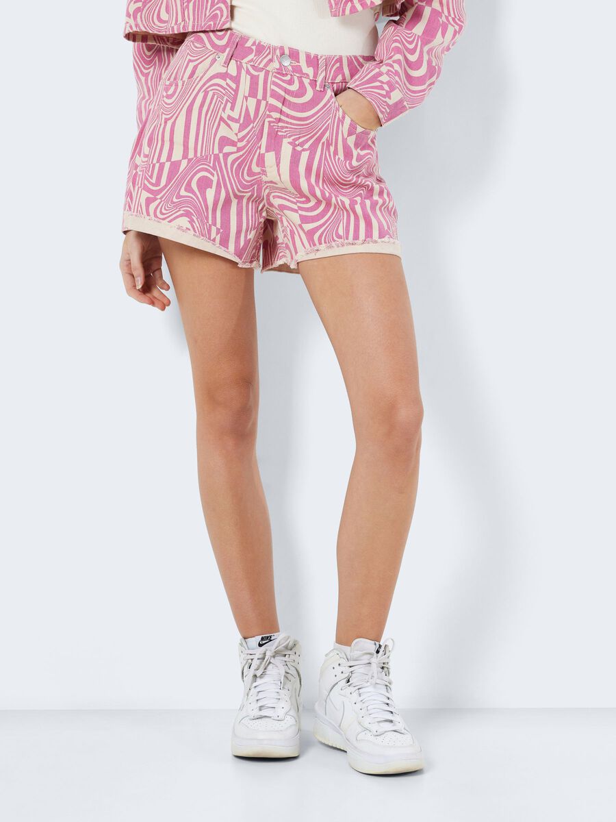Noisy May HIGH WAISTED PRINTET DENIM SHORTS