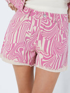 Noisy May HIGH WAISTED PRINTET DENIM SHORTS
