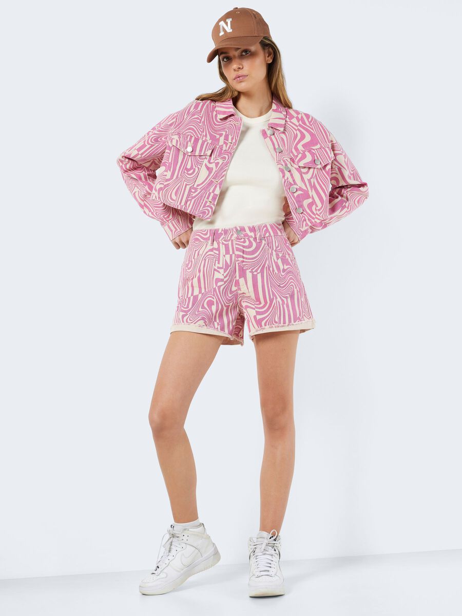 Noisy May HIGH WAISTED PRINTET DENIM SHORTS