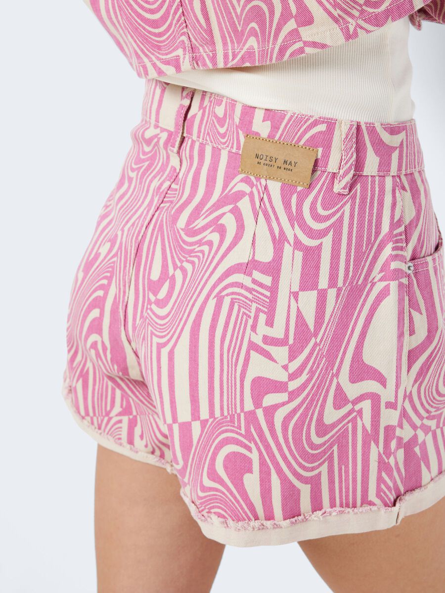Noisy May HIGH WAISTED PRINTET DENIM SHORTS