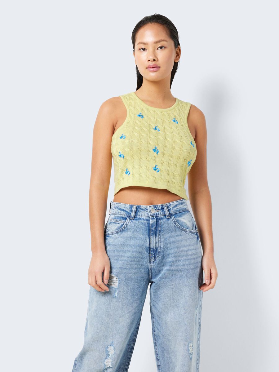 Noisy May EMBROIDERED KNITTED TOP