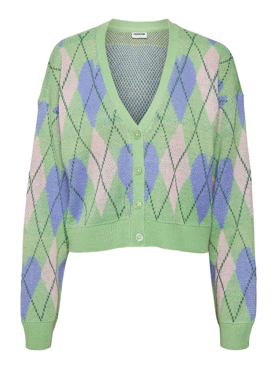 Noisy May CURVE CHEQUERED KNITTED CARDIGAN