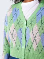 Noisy May CURVE CHEQUERED KNITTED CARDIGAN