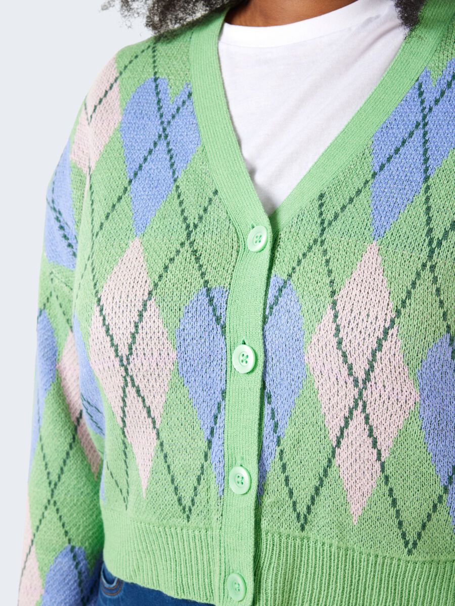 Noisy May CURVE CHEQUERED KNITTED CARDIGAN