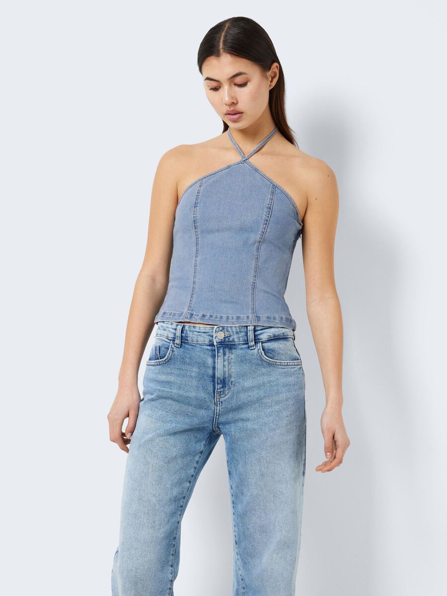 Noisy May DENIM HALTER NECK TOP