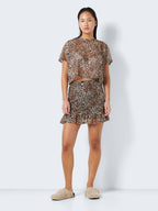 Noisy May SHORT LEOPARD PRINTED SKIRT