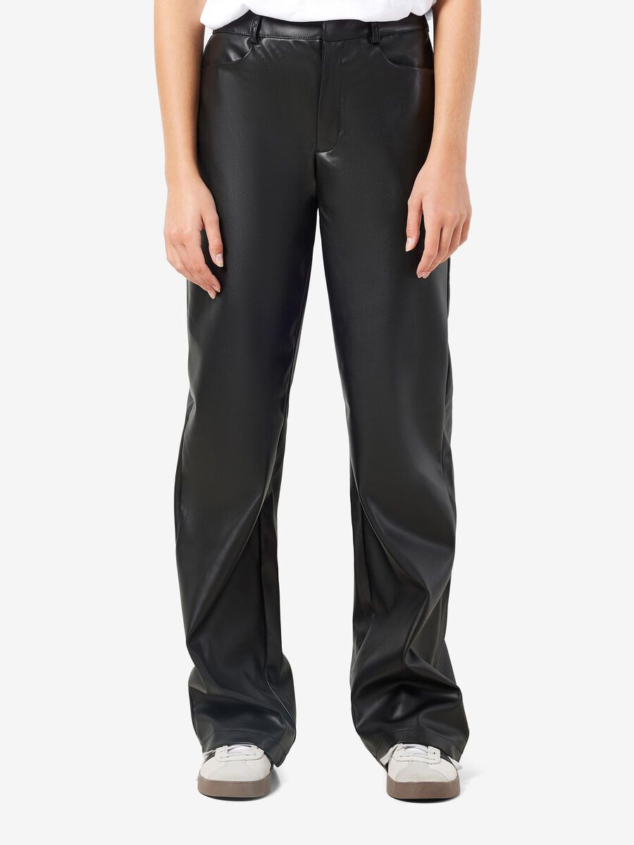 Noisy May HIGH WAISTED FAUX LEATHER TROUSERS