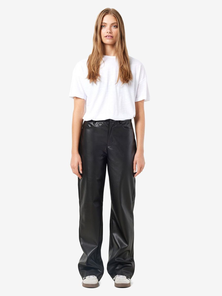 Noisy May HIGH WAISTED FAUX LEATHER TROUSERS