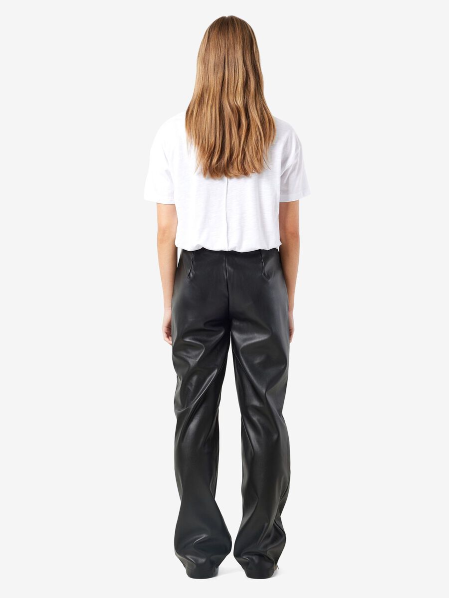Noisy May HIGH WAISTED FAUX LEATHER TROUSERS