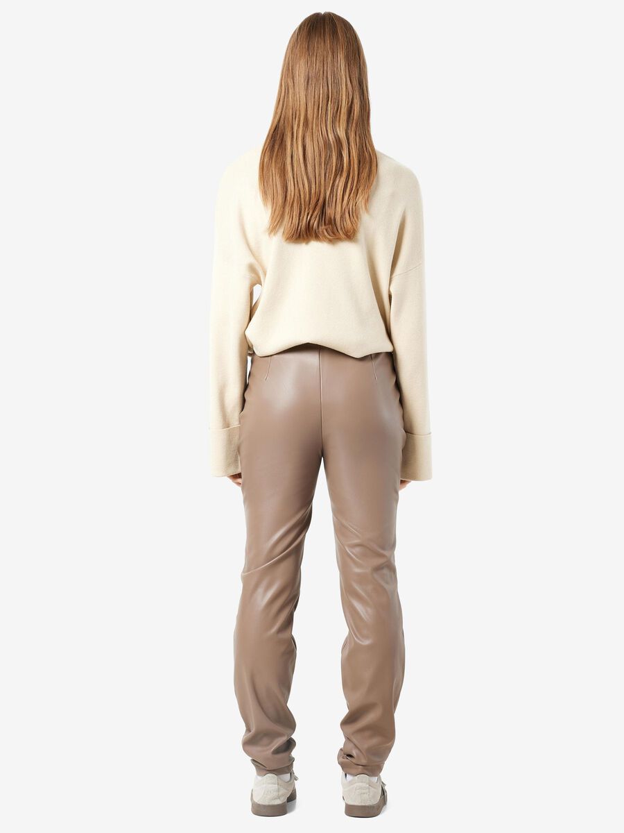 Noisy May CROPPED FAUX LEATHER TROUSERS