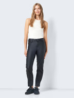 Noisy May NMMONI CROPPED COATED STRAIGHT FIT JEANS