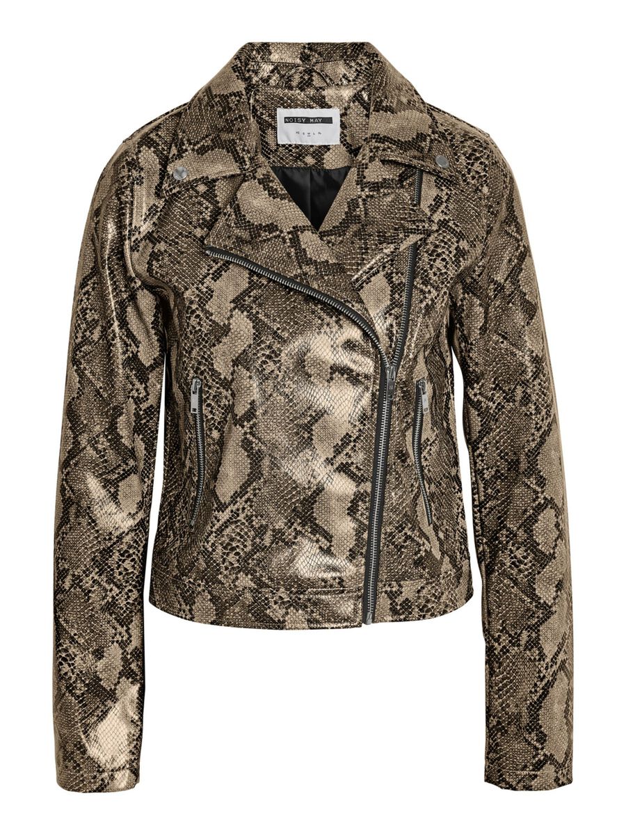 Noisy May SNAKE PRINTED FAUX LEATHER JACKET