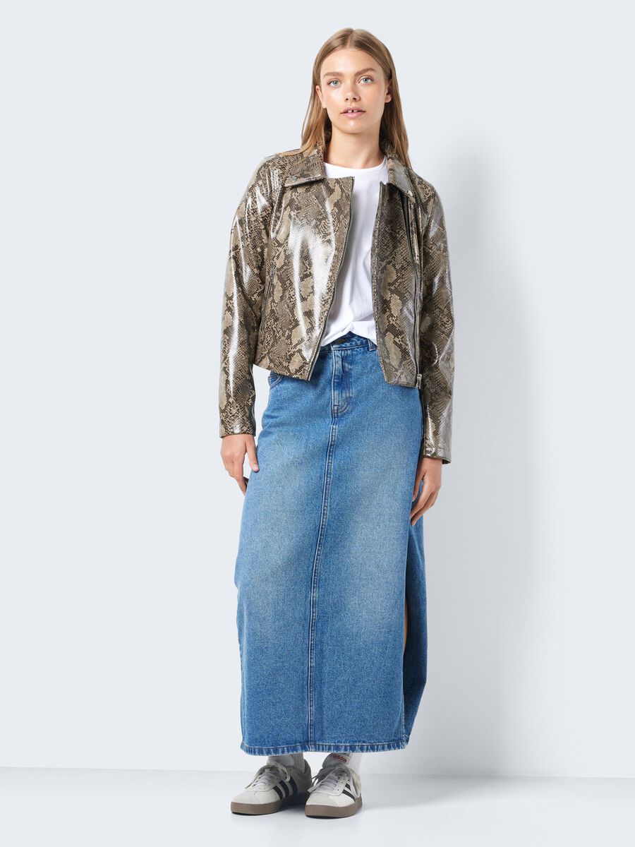 Noisy May SNAKE PRINTED FAUX LEATHER JACKET