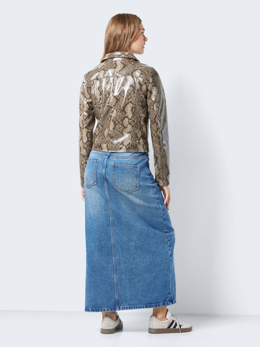 Noisy May SNAKE PRINTED FAUX LEATHER JACKET