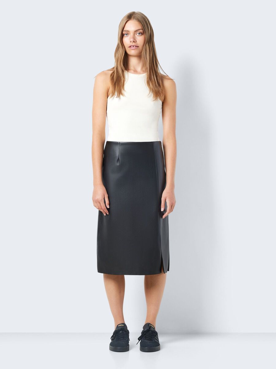 Noisy May FAUX LEATHER MIDI SKIRT