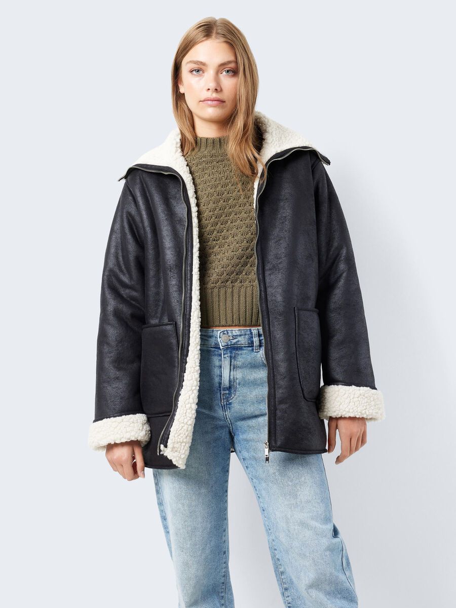 Noisy May LONG FAUX LEATHER JACKET