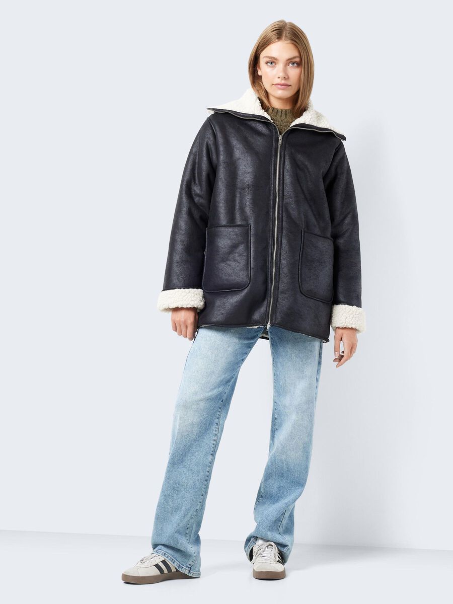 Noisy May LONG FAUX LEATHER JACKET