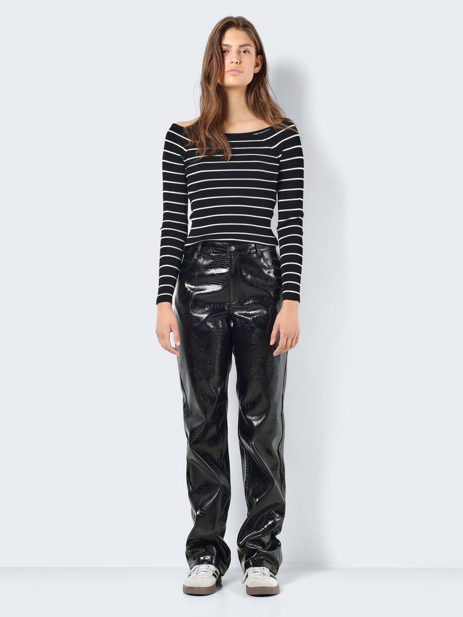 Noisy May FAUX LEATHER CROC TROUSERS